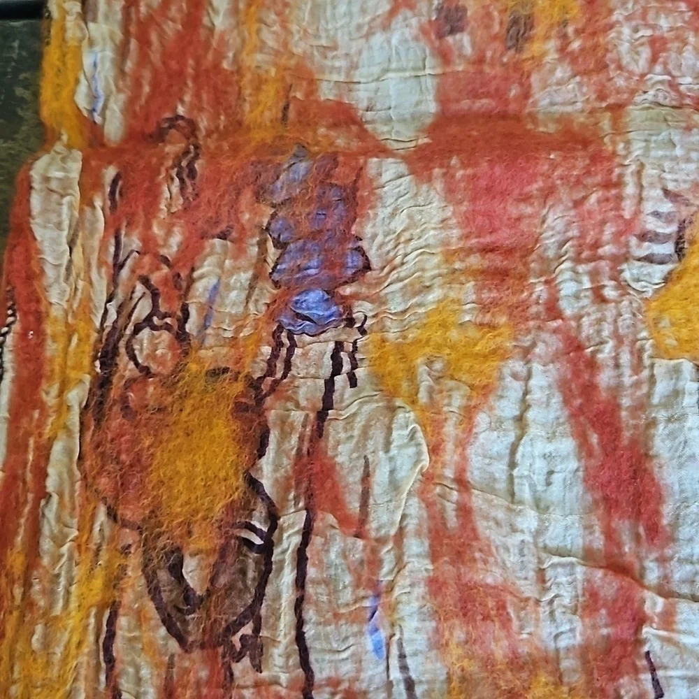 Scarf Handcrafted Wool and Silk New 71x13